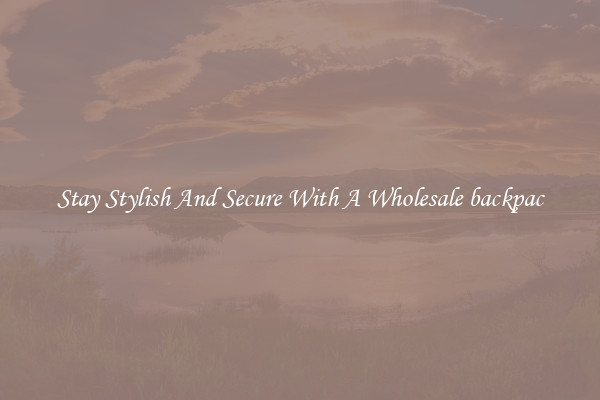 Stay Stylish And Secure With A Wholesale backpac